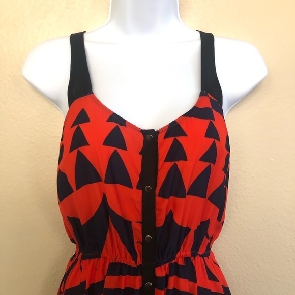 Silence + Noise Abstract Print Scoop Neck Racerback Fit & Flare Dress Mini Sz S - Picture 3 of 10